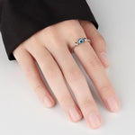 El Regalo 2PCs Eye Catching Fidget Meditation Adjustable Finger Rings for Girls & Women- Retro Blue Evil Eyes Opening Adjustable Rotating Beads Rings