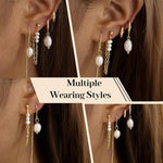 El Regalo 14K Gold Plated Pearl Drop & Huggie Hoop Earrings Combo Set for Women | 4 Pairs Anti-Tarnish Hypoallergenic Earring Stack for Multiple Piercings & Cartilage | Premium Aesthetic Jewellery Gift