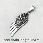 El Regalo Stainless Steel Angel Wing Feather Pendant Unisex Necklace for Men Women: Guardian Elegance Gothic Feather Necklace