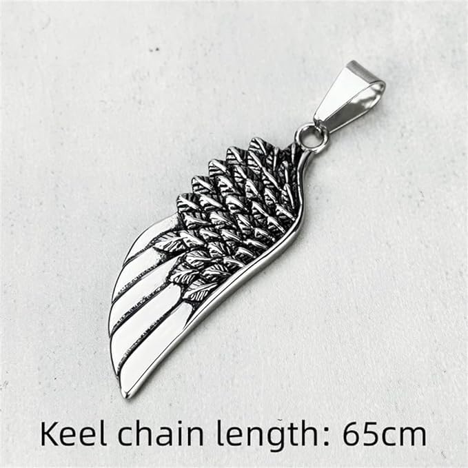 El Regalo Stainless Steel Angel Wing Feather Pendant Unisex Necklace for Men Women: Guardian Elegance Gothic Feather Necklace