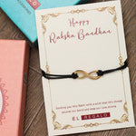 El Regalo 1PC Minimalist Infinity Rakhi for Brother- Simple Infinity Rakhi with Roli Chawal, Rakhi Message Card in Rakhi Gift box for Brother (Gold)