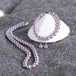 El Regalo Elegant 3-Piece Pearls Jewelry Set Includes Strand Mala, Stunning Bracelet & Dangle Earrings | Premium 8mm Round Shell Pearl Necklace Set for Women | Luxury Party Gifting (Purple)