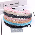 El Regalo 2PCs Braided Crystal Beads Hair Bands for Kids/Girls/Teens/Women | Party Bridal Headpieces | Crystal Headband Fine Glitter Crystal Hairband Headband (Pink & Blue)