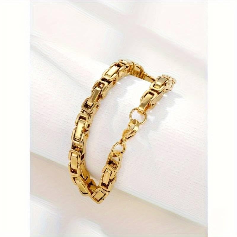 El Regalo Stainless Steel Byzantine Chain Bracelet for Men - Timeless Luxury Jewelry for Men- Anti Tarnish/Waterproof Bracelet