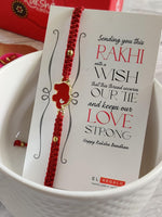 El Regalo 1PC Elephant Evil Eye Rakhi for Brother with & Message Card in Gift Box (Red Elephant Red Rakhi)