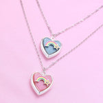 El Regalo 2 PCs Best Friends Heart-shaped Photo Box Pendant Necklace for Girls/Besties/Soul Sisters- BFF Jewelry Gift (Rainbow Heart Photo Pendant)