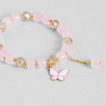El Regalo 3PCs Butterfly Crystal Beads Tassel Bracelet Combo With Cute Enamel Butterfly Charms for Girls/Teens/Women (Option-1)