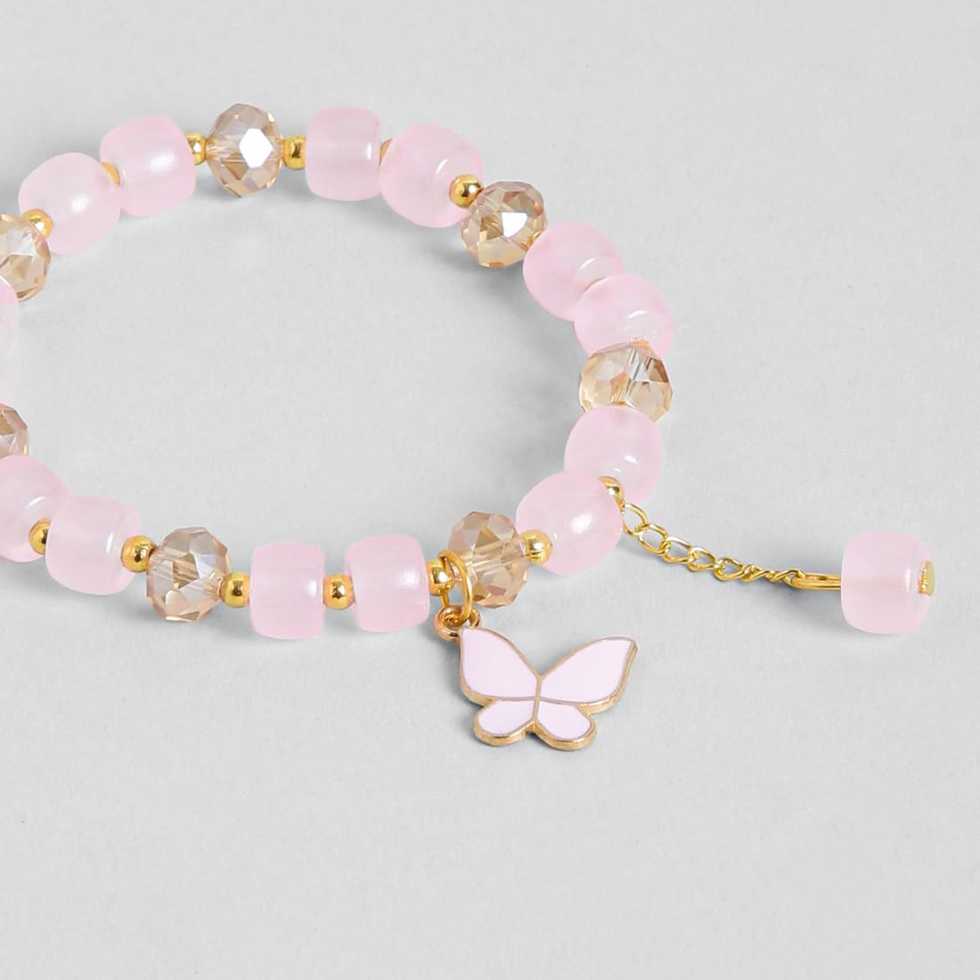 El Regalo 3PCs Butterfly Crystal Beads Tassel Bracelet Combo With Cute Enamel Butterfly Charms for Girls/Teens/Women (Option-1)