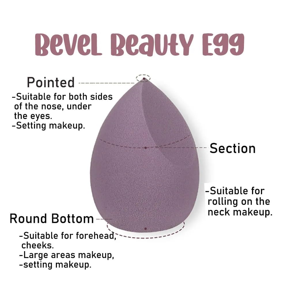 El Regalo 6 PCS Makeup Sponges Box, Heart Shaped New Sponges Powder Puff, Water Drop, Perfect Makeup Sponge Set Blender Flawless for Liquid, Washable, Super Soft, Gradient Purple