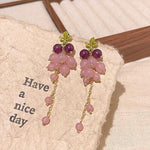 El Regalo Purple Grape Bunches Crystal Bead Drop Earrings for Girls & Women- Handmade Acrylic Fruit Dangle Drop Fashion Earrings (Grapes Tassel)