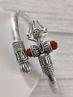 El Regalo Trident Rudraksha Kada Bracelet Rakhi for Brother/Bhai- Rudraksha Trishool Silver Plated Rakhi for Bhaiya with Roli Chawal, Card in Rakhi Gift Box