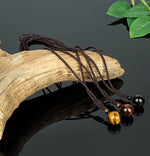 El Regalo 3 PCs Unisex Healing Crystals Necklace- Tiger Eye, Obsidian, Red Tiger Eye Chakra Beads Stone Adjustable Pendant Necklace for Women Men Girls Boys
