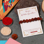 El Regalo Auspicious Natural Rudraksha Rakhi for Brother- Lord Shiva Rudraksha Beads Rakhi with Roli Chawal, Rakhi Message Card in Rakhi Gift Box