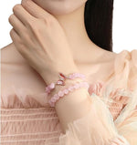 El Regalo 2PCs Natural Crystals Butterfly Bracelets Set- Real Crystals Healing Stones Bracelet Combo for Women (Pink Rose Quartz)