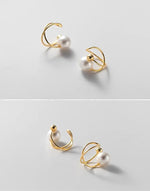 El Regalo Cute Pearl Ear Cuffs Wrap Earrings for Non Pierced Ears- Minimalist Non Piercing Cross Criss Cartilage Clip On Ear Cuffs For Women