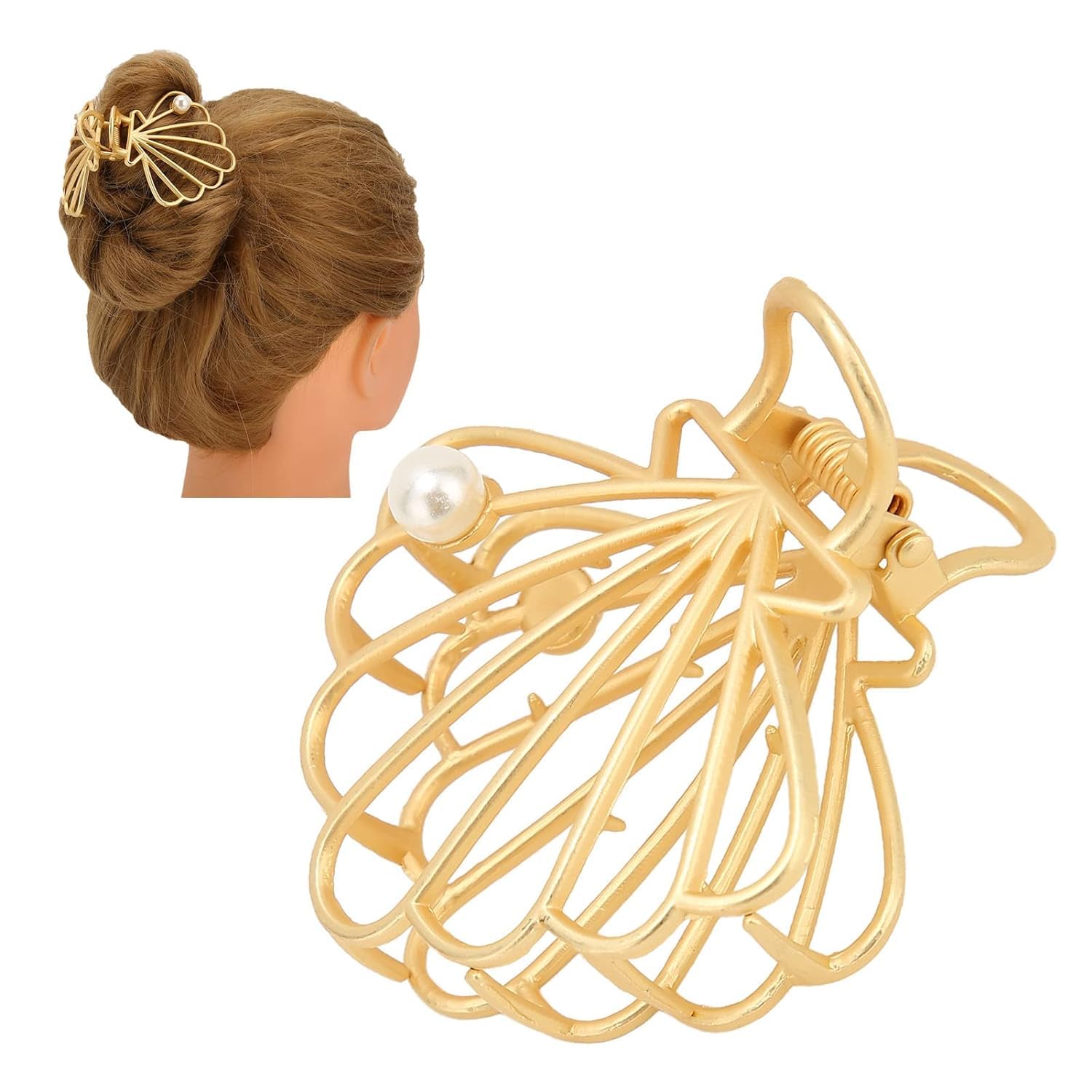 El Regalo 1 PC Pearl Shell Oyster Hair Claw Party Clutcher for Girls & Women- Elegant Fashionable Jaw Hair Clamp Secure Grip for Party Banquet for Women