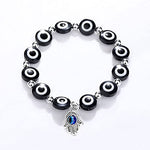 El Regalo Unisex 2PCs Evil Eye Hamsa Bracelets Set | Lucky Evil Eye Designer Protection Bracelets Set in Blue & Black