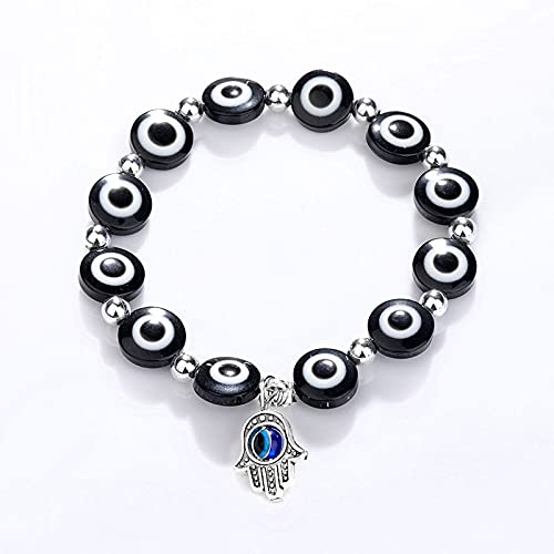 El Regalo Unisex 2PCs Evil Eye Hamsa Bracelets Set | Lucky Evil Eye Designer Protection Bracelets Set in Blue & Black