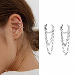 El Regalo Chain Hoop Ear Cuffs- Non Piercing Cartilage Earring- Trendy Cuff Wrap Clip on Earrings for Girls Women (Style-3)
