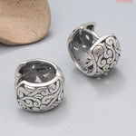 El Regalo 925 Silver Plated Hollow Filigree Hoop Earrings for Women - Vintage Oriental Carved Huggie Hoops, Retro Ethnic Jewelry