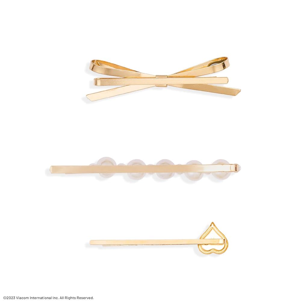 El Regalo 3 Pearls Heart Hair Pins Combo Set- Fancy Hair Pins- Heart, Pearl & Bow Bobby Pins Combo for Girls & Women