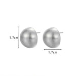 El Regalo Matte Silver Brushed Half-Ball Stud Earrings for Women & Girls | Minimalist Frosted Dome Geometric Earrings | Hypoallergenic Jewelry Gift
