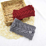 El Regalo Knitted Winter Twist Warm Wool Headband with Buttons for Face Mask Cover for Unisex (Grey)