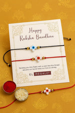 El Regalo 2PCs Evil Eye Minimalist Rakhi Combo Set for Brothers/Bhai-Bhatija with Roli Chanwal, Rakhi Message Card in Rakshabandhan Box