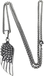 El Regalo Stainless Steel Angel Wing Feather Pendant Unisex Necklace for Men Women: Guardian Elegance Gothic Feather Necklace