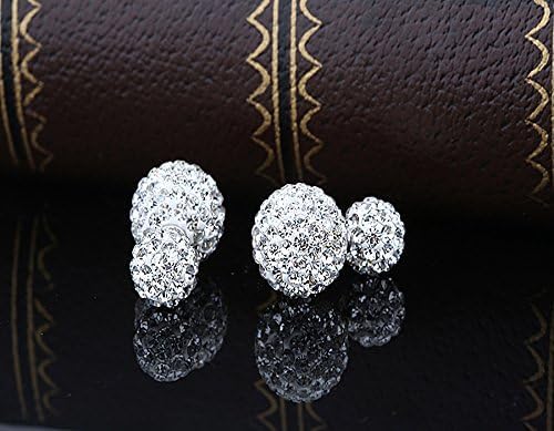 El Regalo 3-in-1 Front Back Crystal Ball Earrings - Sparkly Disco Shamballa Ball Earrings for Girls & Women - Double Sided Earrings with Versatile Style for Any Occasion