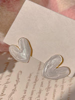 El Regalo Womens Irregular Feather- Light Heart Stud Earrings- Vintage Retro Style Enamel Heart Stud Earrings
