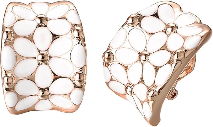 El Regalo Gorgeous Enamel Flower Stud Earrings with Double Lock for Girls & Women | Elegant Contemporary Floral Earrings