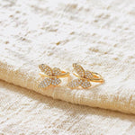 El Regalo Cubic Zirconia Butterfly Huggie Hoop Earrings - 14K Gold Plated Small Hoops for Girls, Teens & Women | Hypoallergenic Tiny Butterfly Earrings
