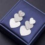 El Regalo Romantic Heart Tassel Metal Texture Long Earrings For Girls & Women Girls- Valentines Day Gift (Matt Silver)