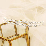 El Regalo Bridal Hair Accessory- Fancy Double-Layered Rhinestone & Pearl Vine Hairband for Girls & Women- Bridal, Bridesmaids HairBand (Silver)