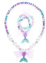 El Regalo Kids Girls Mermaid Princess Necklace & Bracelet Set (Ocean Blue)