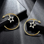 El Regalo Western Stainless Steel Drop Star Hoop Earrings for Women/Girls- Fashion Statement Star Big Circle Open Hoop Party Earrings