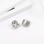 El Regalo 2 Pairs Matte Gold Sliver Non Piercing Clip on Earrings for Women- Geometric Square Casual Fashion Not Pierced Earrings