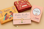 El Regalo 1PC Luxury Krishna Feather Tannis Bracelet Rakhi for Brother or Bhabhi- Elegant Feather CZ Rakhi with Roli Chawal, Message Card in Rakshabandhan Box