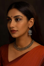El Regalo Silver Lookalike Brass Oxidized Hook Earrings with Ghungroo for Women/Girls- Ethnic Traditional Earrings