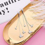 El Regalo Crystal Butterfly Drop Dangle Tassel Earrings for Women & Girls- Long Tassel Butterfly Earrings (White Butterfly Earrings)