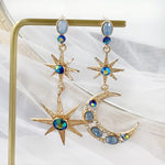 El Regalo Bohemian Moon Star Asymmetric Tassel Earrings- Crystal Moon & Sun Drop Earrings Long Retro Exquisite Punk Style Jewellery for Women Girls