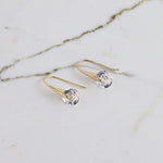 El Regalo Minimalist Gold Plated Cubic Zirconia Drop Earrings for Women & Girls | Modern & Luxurious Crystal Dangle Hook Earrings | Classy Fashion Jewellery Gift