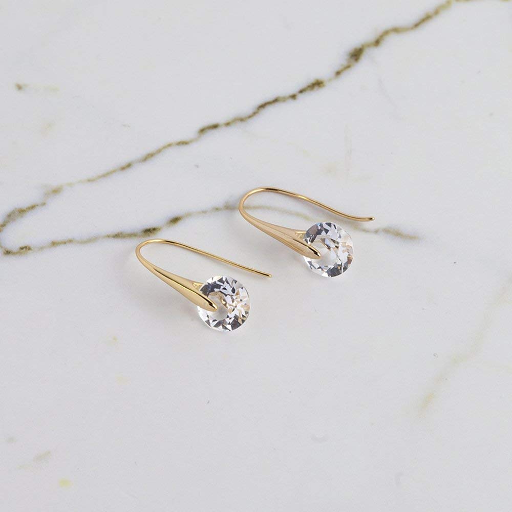 El Regalo Minimalist Gold Plated Cubic Zirconia Drop Earrings for Women & Girls | Modern & Luxurious Crystal Dangle Hook Earrings | Classy Fashion Jewellery Gift