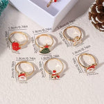 El Regalo 12 Pcs Christmas Adjustable Rings Set for Kids/Girls/Teens/Women | Cute Xmas Party Favour Rings with Heart Gift Box | Santa, Reindeer, Christmas Tree, Snowman, Candy Cane, Wreath Designs