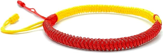 El Regalo 1PC Infinity Love Knot Lucky Rakhi for Brother - Hand Braided Amulet Knot Thread String Rakhi with Roli Chawal, Rakhi Message Card in Gift Box (Red & Yellow Mix)