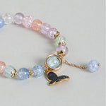 El Regalo 3PCs Opal Stone, Crystal Beads Tassel Bracelet With Cute Enamel Charms Star, Shell, Rainbow, Flowers, Swan, Pearls etc. for Kids/Girls/Teens/Women (Option-3)