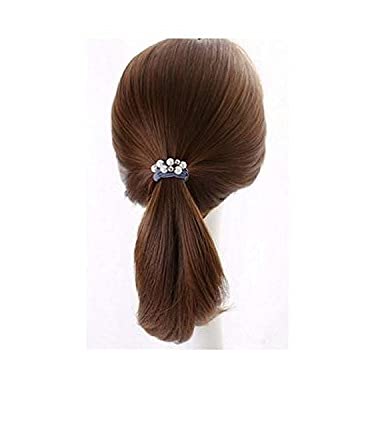 El Regalo Set of 5 Knotted Elastic Pearls Hair Ties Rubber Band Ponytail Holder for Girls/Kids/Women (5 Pearls Multi Layers Rubber bands)