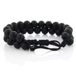 El Regalo 1 PC Tiger Eye & Black Onyx Matte Finish Double Layered Unisex Adjustable Bracelet - Men & Women Bracelet For Reiki Healing (Black Matt Stones Bracelet)