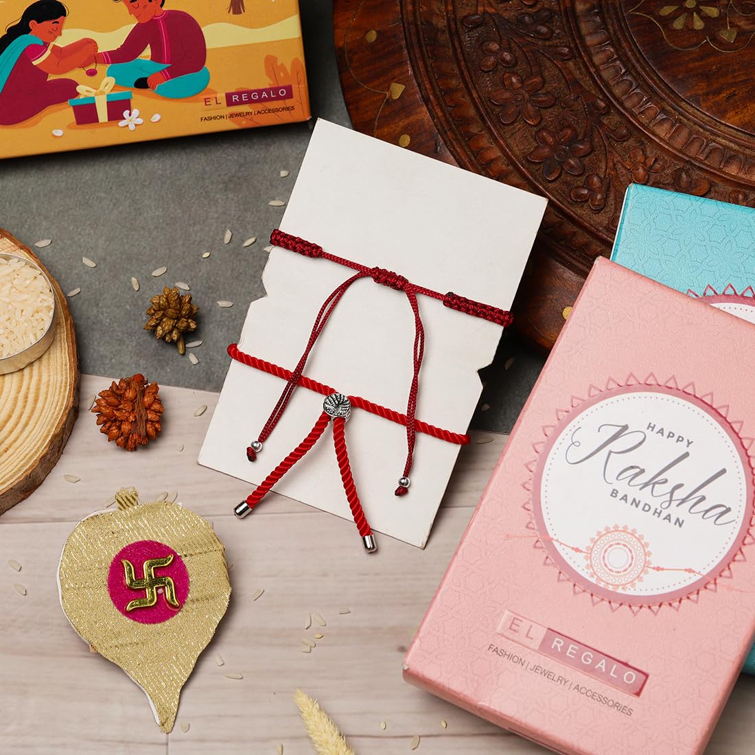 El Regalo Quirky 2PC Sports Rakhi for Kids | 2 Sport Balls Rakhis Combo Set for Brother/Niece/Nephew- Rakhi for Sports Lovers Bhai with Roli-Chawal, Message Card in Rakhi Gift Box (Option-5)